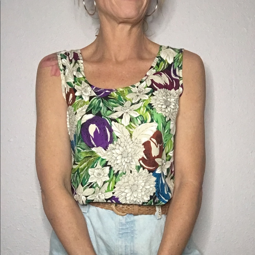 💐VTG 80s floral boho tank top